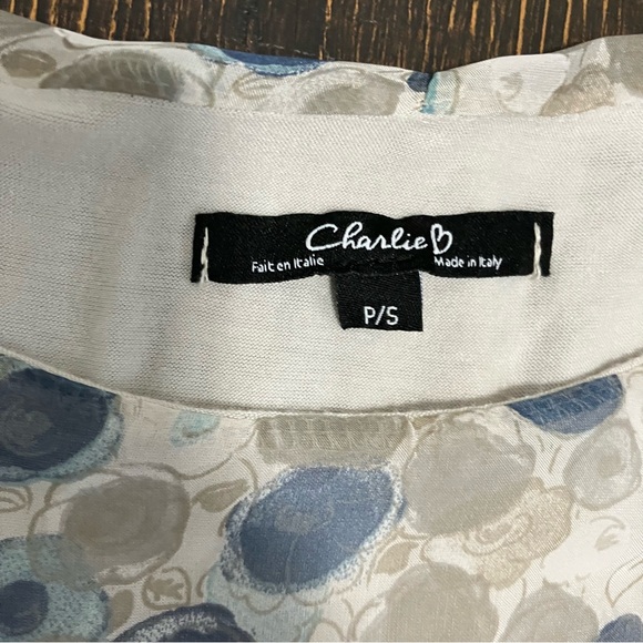 Blue and white polka dot sheer blouse with sequins - Picture 8 of 9